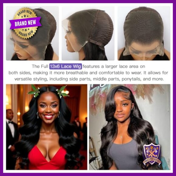 13x6 Lace Front Wig Human Hair Body Wave 210% Density Glueless main image 5